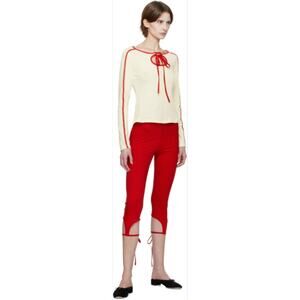 KIJUN  Off-White Cut Out Jersey T-shirt and Red Capri Leggings